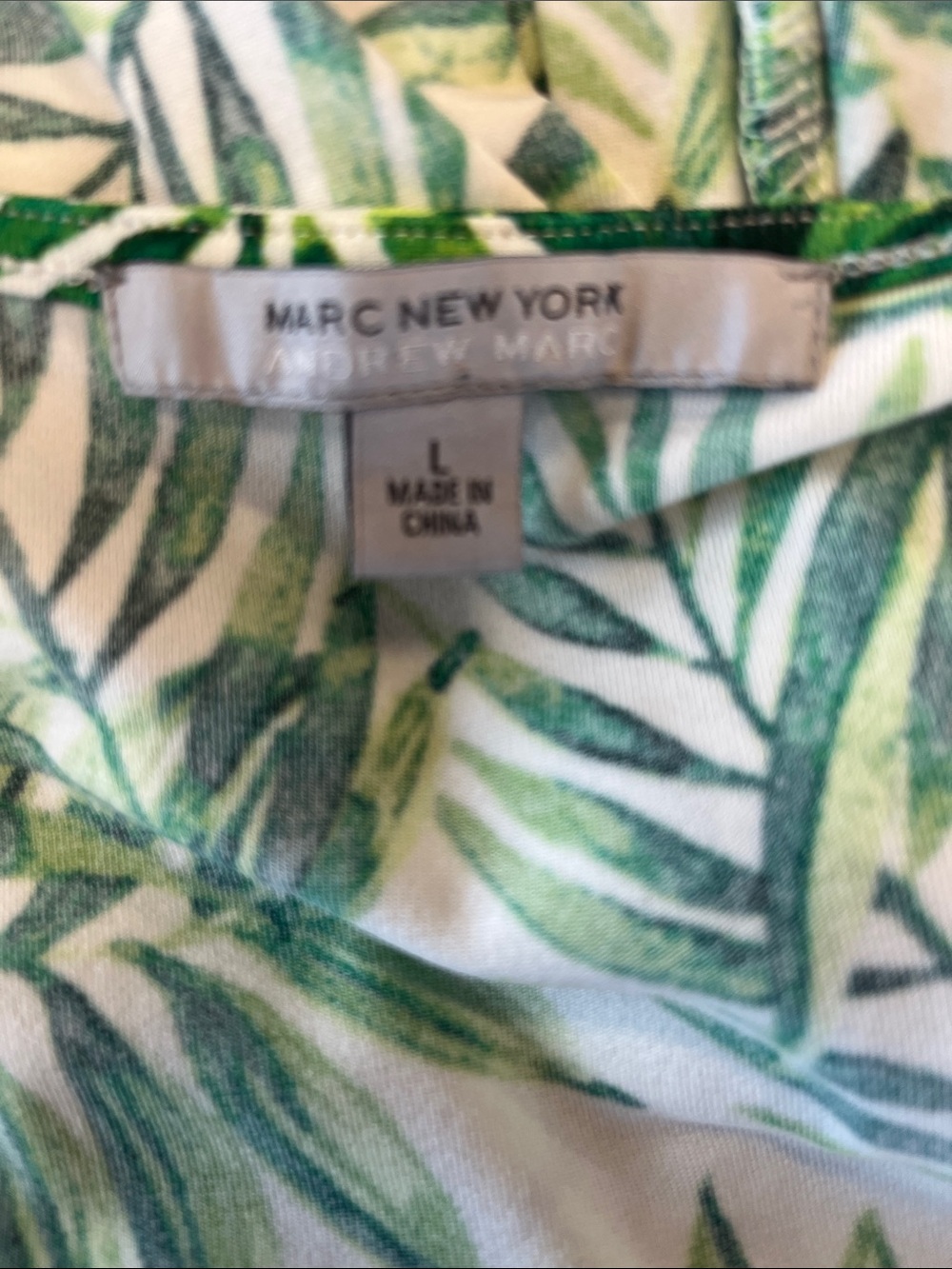 Marc New York White and Green Leaf Print Sleeveless Wrap Top - Picture 10 of 10
